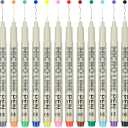 12 Colored Micro Pens 05, Fineliner pens Waterproof Archival Ink Set, No Bleed Drawing Art Pens for Illustrating, Journaling, Bible Zentangle Supplies