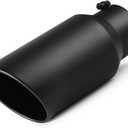 A-KARCK Exhaust Tip 5 Inch Inlet, 5 Inlet 7 Outlet 15 Long Black Coated Finish Muffler Tip For Truck Tailpipe, Stainless Steel Rolled Edge