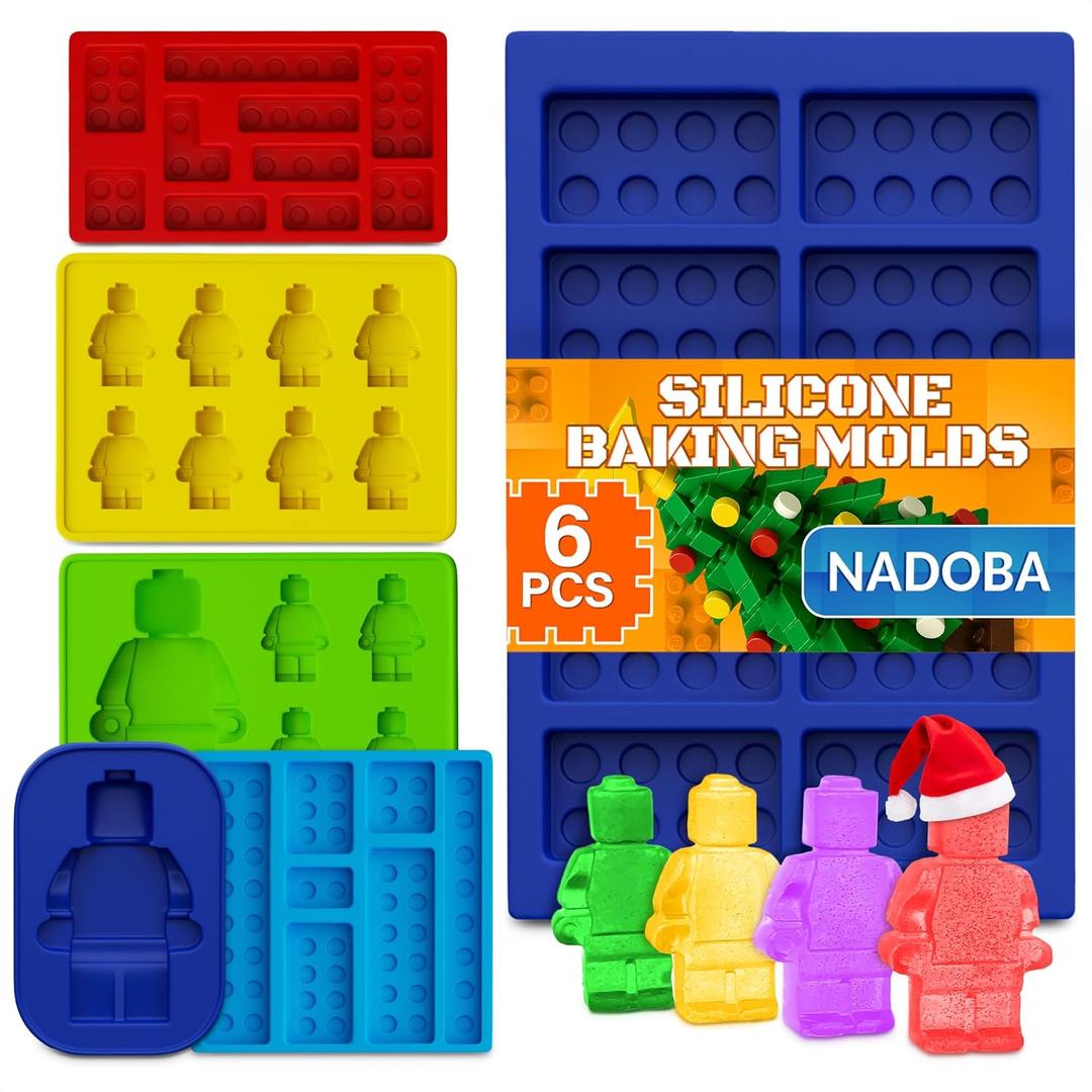 6 Pcs Robot & Bricks Silicone Molds for Chocolate  Non-Stick, Heat-Resistant & Easy to Clean  Chocolate Molds Silicone Design for Baking, Ice, Gummy, Candy & Cake Decorating  Fun DIY Kitchen Tool