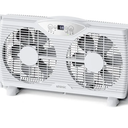 shinic Twin Window Fan, 9-Inch Blades Reversible Airflow, Thermostat Control, 3 Speeds, 3 Functions, 23.8"-37" Expandable Width, Window Exchaust Fans for Home Bedroom, ETL Certified