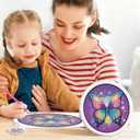 Gemozaic Butterfly Diamond Art Kits for Kids with Round Frame, Animals Kids Diamond Art Painting Kit for Ages 6-8-12, DIY Gem Painting for Girls, Boys, Home Wall Decor (8x8inch)
