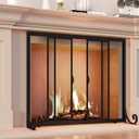 Fire Beauty Fireplace Screen, Wrought Iron Mesh, Baby Safe Spark Guard Protector with 2-Doors Large Flat Guard Screens (35 x 28 Inch)