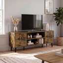 JUMMICO Mid-Century Modern TV Stand with Storage, 50 Inch, Rustic Brown