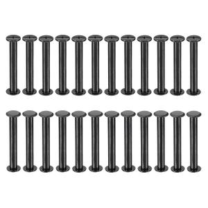 PATIKIL 24 Sets Chicago Screws, 38mm l Chicago Screws Phillips Binding Post Screw Bolts Leather Rivets Fasteners Connectors for Leather Belt Scrapbook Photo Albums, Black