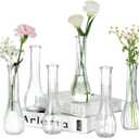 NUPTIO Glass Bud Vases Centerpiece: 6 Pcs Small Flower Vase for Wedding in Bulk - Cute Clear Ribbed Vase for Party Events Home Table Decor
