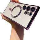 for Samsung Galaxy S25 Ultra Case with Camera Lens Protector, [Metallic Glossy Soft Bumper] Full Protection Plated Slim Thin Clear Magnetic Phone Cover for Galaxy S25Ultra 6.9" - Purple