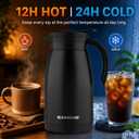 SUNHOUSE 34 Oz Thermal Coffee Carafe Insulated Stainless Steel Coffee Carafes for Hot Liquids - Double Walled Vacuum Coffee Pot - Black, 1L (34 Ounces) 