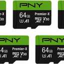 PNY 64GB Premier-X Class 10 U3 V30 microSDXC Flash Memory Card 5-Pack - 100MB/s, Class 10, U3, V30, A1, 4K UHD, Full HD, UHS-I, Micro SD