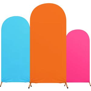 Blue Pink Orange Set of 3 Hawaii Theme Print Arch Cover, Spandex Fitted Wedding Christmas Halloween Arch Stand Covers for Birthday Party Decoration, 4ft, 5ft, 6ft (Multicolor)