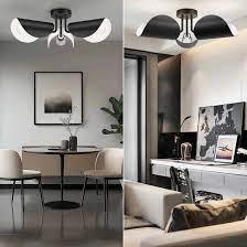 Aipsun Black Semi Flush Mount Ceiling Light, 3 Lights Modern Retro Ceiling Lighting with Black Adjustable Shades for Hallway, Dining Room and Bedroom