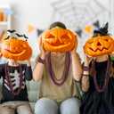 120 PCS Halloween Beads Necklaces, Black Purple Orange Beads Bulk, Halloween Party Accessories Parade Necklaces, Happy Trick Treat Mardi Gras Supplies Party Supplies Stuff