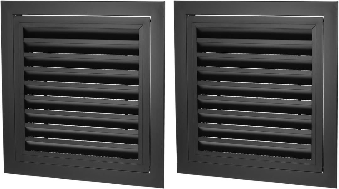 PATIKIL 14" x 14" Return Air Vent Cover, 2Pcs Aluminum Alloy Return Air Grille Linear Bar Removable Grille with Mesh Filter for Sidewall Wall Ceiling Floor HVAC System, Black