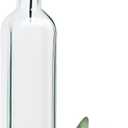 Olive Oil Dispenser Bottle - 16 oz, Made in Italy Glass Olive Oil and Vinegar Cruet with Stainless Steel Spout for Kitchen, Slight Green Tint (1, 473 ml)
