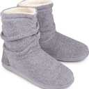 LongBay Women's Cozy Winter Slipper Boots Warm Chenille Knit Bootie Memory Foam Non-Slip Indoor Outdoor House Shoes (9-10, Grey)