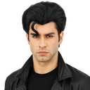 Men's Short Black Cosplay Wig for Halloween Costume Party Super Funny Man Synthetic Hair Wig for Adult Men (Adults)