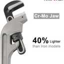 MAXPOWER 24-Inch Offset Pipe Wrench, 40% Lighter Alumimum Plumbing Wrench Clamping Capacity Up to 70mm