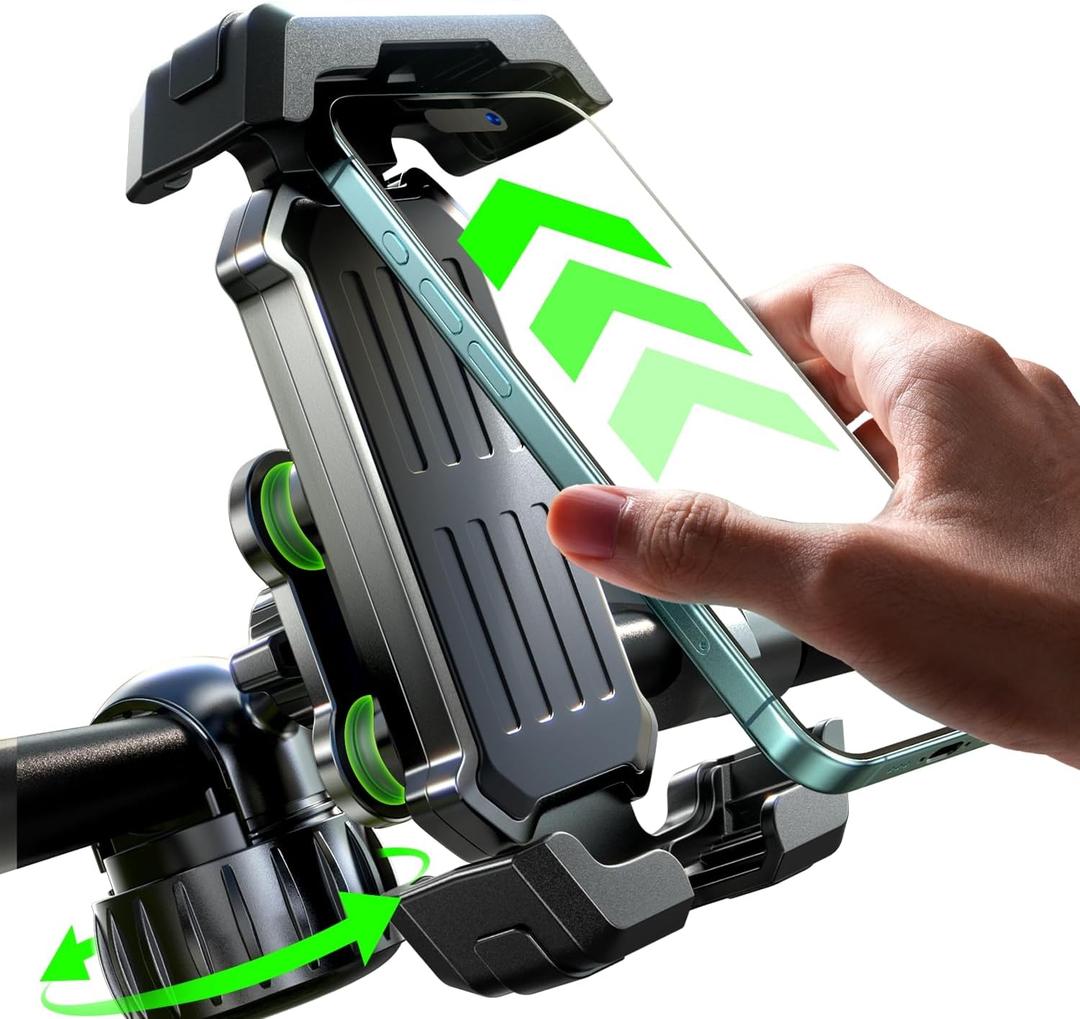 LISEN Bike Phone Holder Mount, [Military Grade Anti-Vibration ＆ Drop-Proof ＆ Anti-Navigation Shaking] Bicycle Phone Holder fit All Bike for All iPhone and Samsung and Android