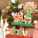 6PCS Christmas Table Decorations, Gingerbread Style Wooden Christmas Decorations, Seasonal Holiday Centerpieces, Winter Tabletop Display for Holiday Celebration, Xmas Home Decor