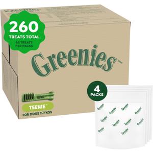 GREENIES Original Teenie Natural Dog Dental Care Chews Oral Health Dog Treats, (260 Treats) 72 oz. Pack, Best By: 01/29/2027