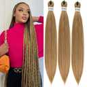 Ash Blonde Braiding Hair Pre stretched 24/30/613 Synthetic Knotless Prestretched Braiding hair Yaki Texture Ez Braids Hot Water Set