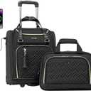 Coolife Luggage Carry On Luggage Underseat Luggage Suitcase Softside Wheeled Luggage Lightweight Rolling Travel Bag Underseater (Black, Carry-On 16-Inch)