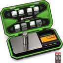 Digital Pocket Scale 200g/0.01g, Digital Scale Grams, Jewelry Scale,Coins Scale with 50g Cal Weights for Powder,Small Items,Tea,Jewelry,Coins (Battery Included)-Fluorescent Green