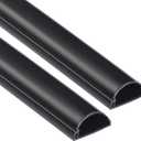 D-Line Half Round Cord Hider, Patented Cable Cover, Hide TV Wall Mount Wires, Raceway for Cords, Decorative Wire Covers, Paintable, Adhesive Cable Concealer - 2X 1.18in W x 0.59in H x 39in L - Black