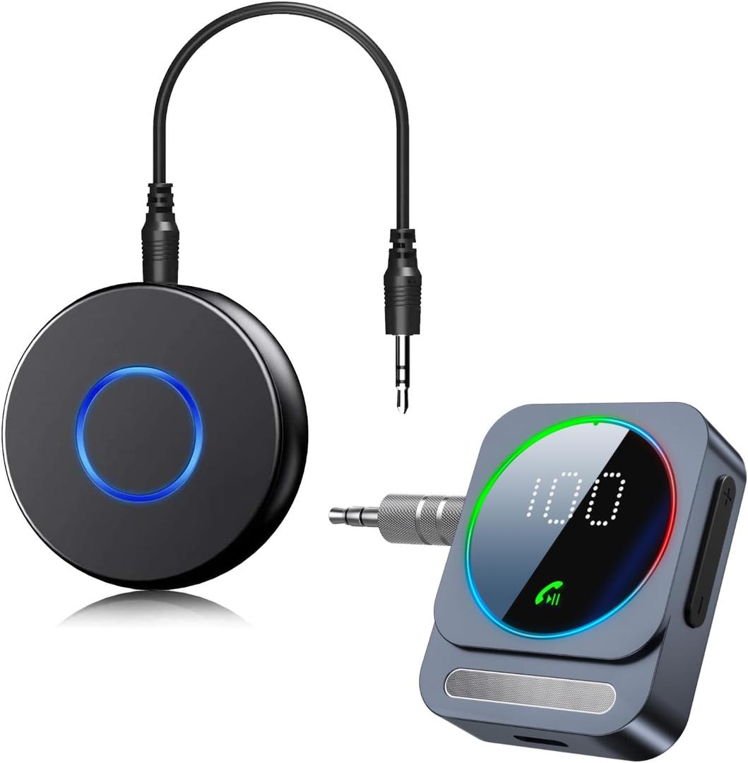 SONRU Bluetooth 5.0 Aux Adapter for Car, Wireless Audio Receiver, Portable Hands-Free Kit with RCA AUX 3.5mm for Home/Car Stereo Music Streaming Sound System