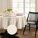 Elrene Home Fashions Continental Solid Texture Water, Stain & Wrinkle Resistant Tablecloth, 60"X84" Oval, Ivory