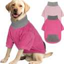 cyeollo 2 Pack 3XL Valentines Dog Sweaters for Large Dogs, Strechy Soft Outfit Fleece Sweatshirt for Dogs Boy Girl Turtleneck Warm Winter Big Dog Clothes with Sleeves, Pink & Fuschia 3XL