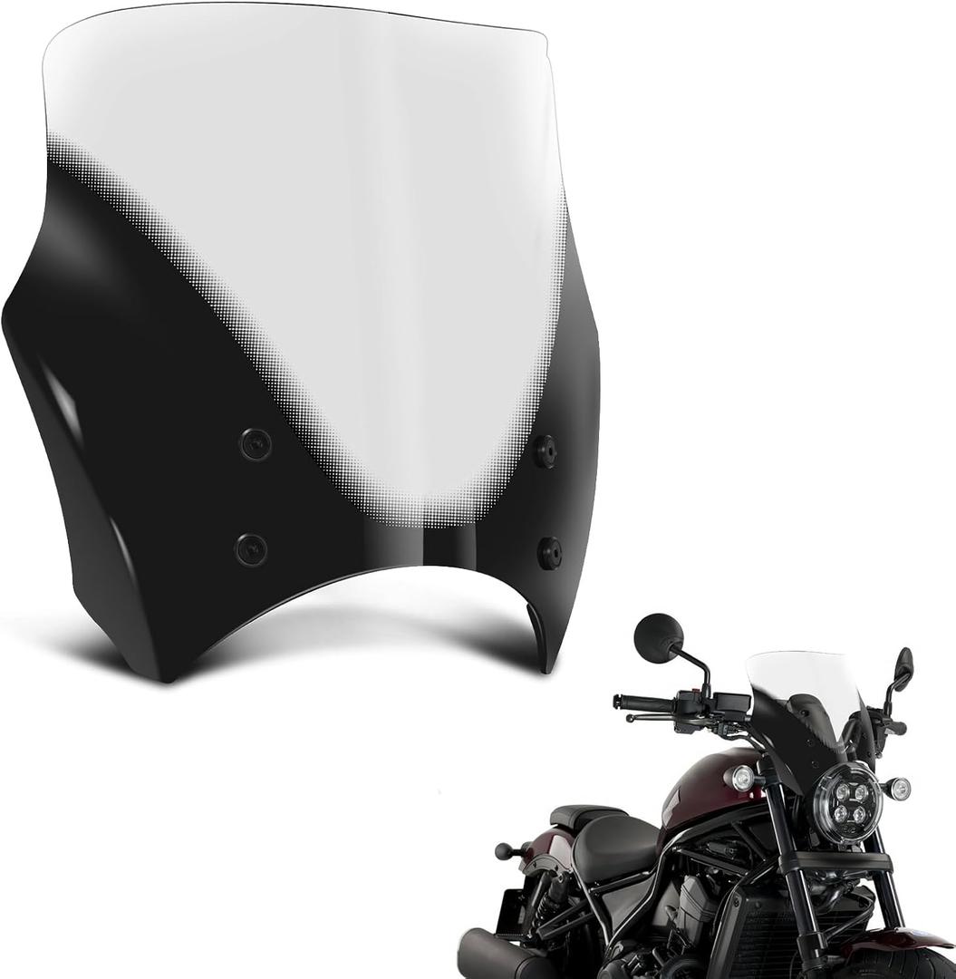 Motorcycle Windshield Spoiler Wind Deflector Air Deflector Windscreen for Rebel 1100 / Rebel 1100 DCT 2021-2025 (Clear)
