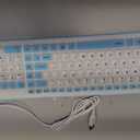Sanpyl USB Wired Foldable Silicone Keyboard, 103 Keys, Blue, Mute, PC Laptop