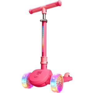 Jetson 3-Wheel Light-Up Kick Scooter, Lights on Stem & Wheels, Height Adjustable Handlebar, Rear Brake, Foldable, Ages 3+ (Bloom Pink)