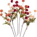 SITUMEIZI Faux Silk Pompon Mum Artificial Burnt Orange Flowers Fake Mini Chrysanthemum Flowers Mums 6Pcs for Home Party Wedding Decorations