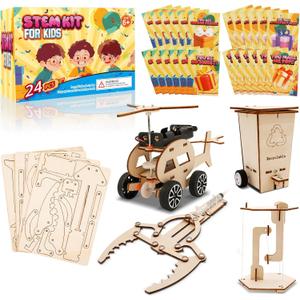 Valentines Day Gifts for Kids Classroom, Valentines Day Cards for Kids - 24 Pack Science Experiments Stem Kits, Valentines Party Favors, Valentine Exchange Gifts for Girls Boys School Exchange Prizes (Yellow Set)