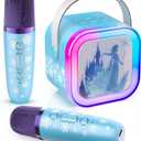 Mini Karaoke Machine for Kids Ages 3-12: Portable Bluetooth Speaker with 2 Wireless Microphone, LED Light Show for Kids Boys Girls Toys Birthday Gifts ToddlerBlue