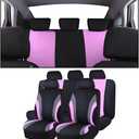 AUCELI Car Seat Covers Full Set, Breathable Front and Rear Seat Covers with 2mm Composite Sponge Inside, Premium Cloth Automotive Seat Cushion Protectors Covers for Most Cars (Pink)