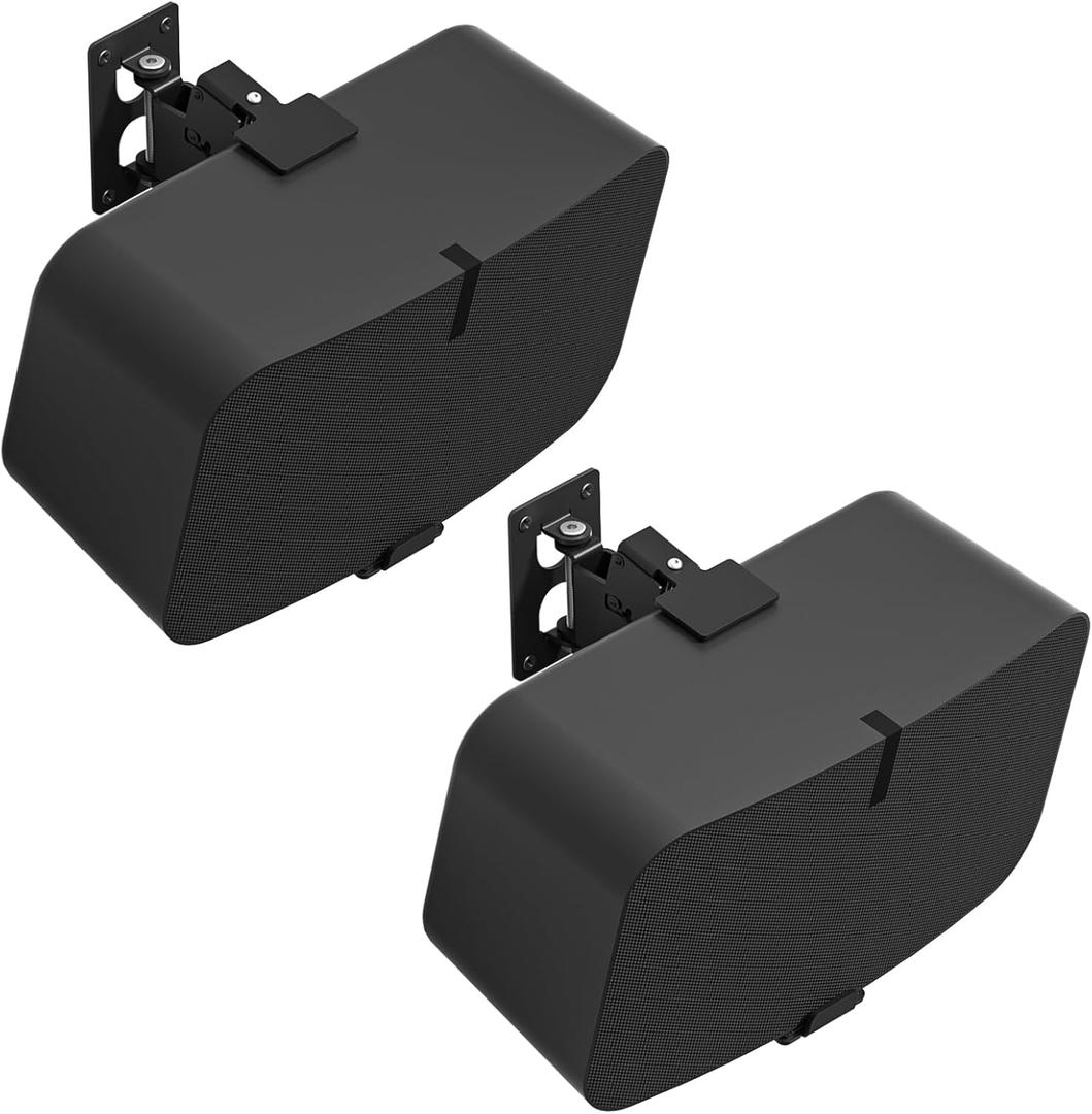 Pair of Heavy Duty Speaker Wall Mounts for Sonos 5 Mount & Sonos Play 5 Mount - Tilt & Swivel Adjustable Speaker Mounts for Sonos Play 5 Gen 2 Wall Mounting Bracket, Black
