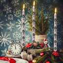 6 Pack Printed Taper Candle Set for Christmas, 10 Inch Dripless Candlesticks with Wreath Star and Snowman Pattern for Home Decoration Gift, 6-7 Hours Burn