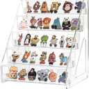 Card Display Stand set of 2, Clear 5-Tiered Shelf For Greeting Card, Stickers, Postcard, Sports Graded Card, Football Baseball Basketball Cards, Table Top Holder Display Rack For Psa Slabs (2 Pack)