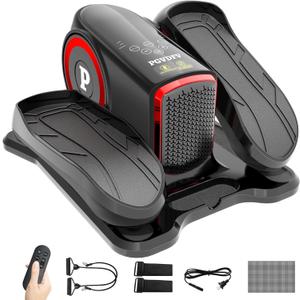 Under Desk Elliptical Machine, Elliptical Leg Exerciser with Bluetooth Speaker, 12 Adjustable Speeds, Auto & Manual Modes, Remote Control & LCD Touchscreen Ideal for Seniors (Red-Classical)