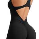 YEOREO Jumpsuits for Women Zip Up Workout Backless One Piece Tummy Control Sleeveless Emma Sexy Yoga Bodysuits (Medium, Black)