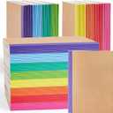 feela 96 Pack Composition Notebooks Bulk, Kraft Cover Lined Blank College Ruled Composition Travel Journals with Rainbow Spines For Women Students Business, 60 Pages, 8.3x 5.5, A5, 8 Colors
