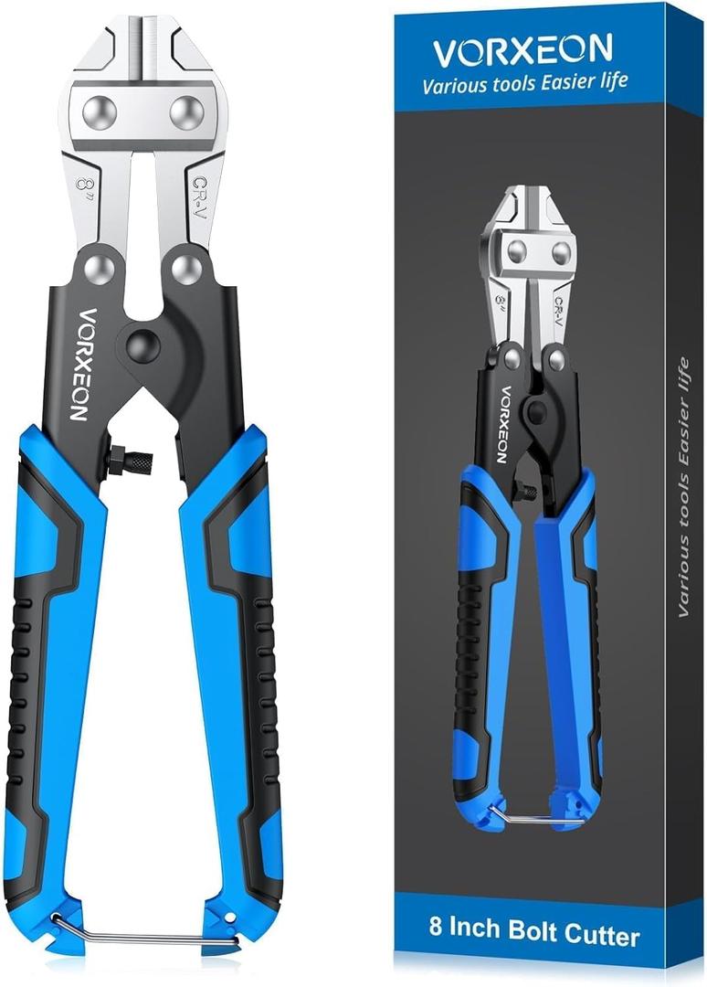 8 Inch Bolt Cutter Chrome Vanadium Small Wire Cutters Heavy Duty, Non-Slip Handle, Dual Lever Design for Enhanced Leverage, Cuts Steel, Iron, Copper Wires