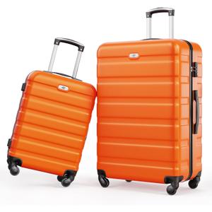 Suitour Luggage Sets 2 piece, Lightweigh Luggage Set with Spinner Wheels, 19/27 inch Travel Suitcase Set (Orange)