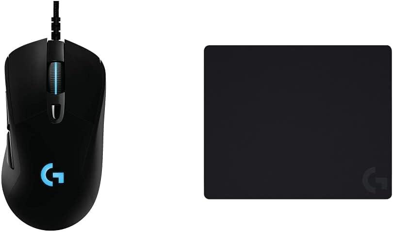 Logitech G403 Hero 25K Gaming Mouse, Lightsync RGB, Lightweight 87G+10G Optional, Braided Cable, 25, 600 DPI, Rubber Side Grips w/ G440 Hard Gaming Mouse Pad, 340 x 280 x 5 mm