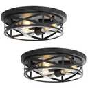 piano7797 13 inch Black Flush Mount Ceiling Light Fixtures, 3-Light Modern Hallway Light Fixtures Ceiling, Black Light Fixture Ceiling Mount for Farmhouse, Kitchen, Bedroom 2 Pack