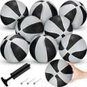 8 Pack 7 Inch Mini Rubber Basketballs Set Small Basketball with Air Pump Mini Hoop Junior Size 3 Basketballs for Beginner Arcade Games Indoor Outdoor Pool Party Favors(Black and Silver)
