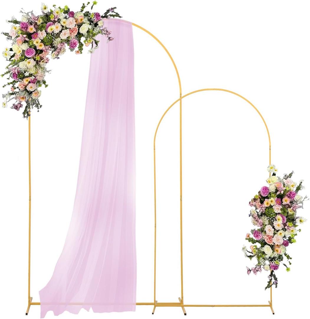 Metal Arch Backdrop Stand Set of 2 Gold (7.2FT+6FT) Wedding Arch Stand Balloon Arched Frame for Birthday Party Baby Shower Graduation Ceremony Decoration