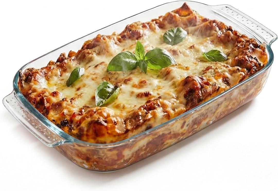 VRUIFA 9x13 Glass Baking Dish, 2.7 Quart Casserole Dishes for Oven, Borosilicate Glass